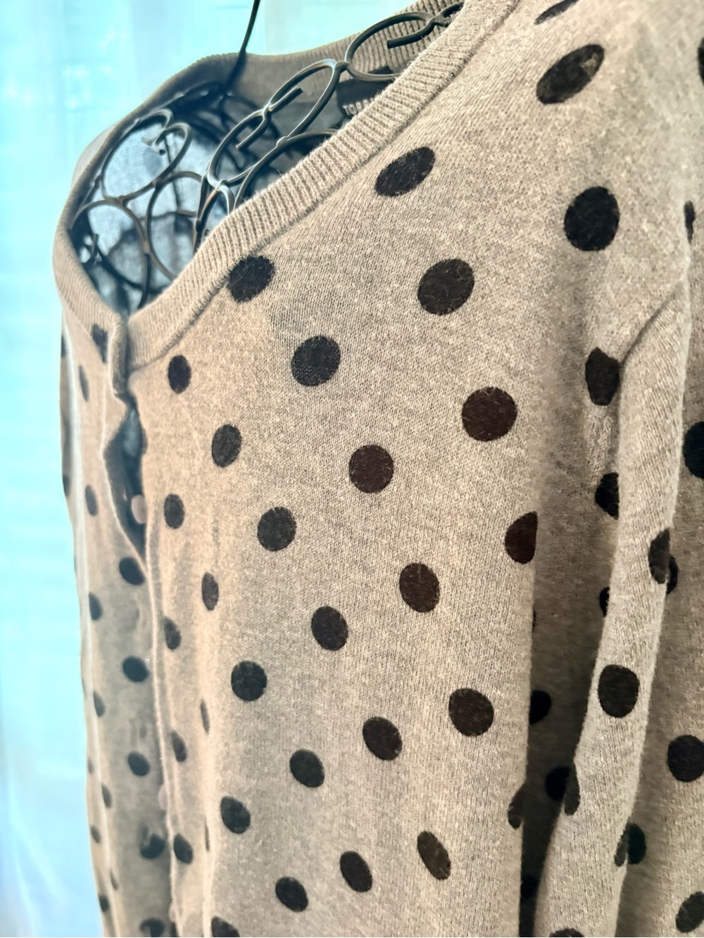 Torrid Gray Cardigan with Black Polka Dot Print size 3 - Picture 3 of 5